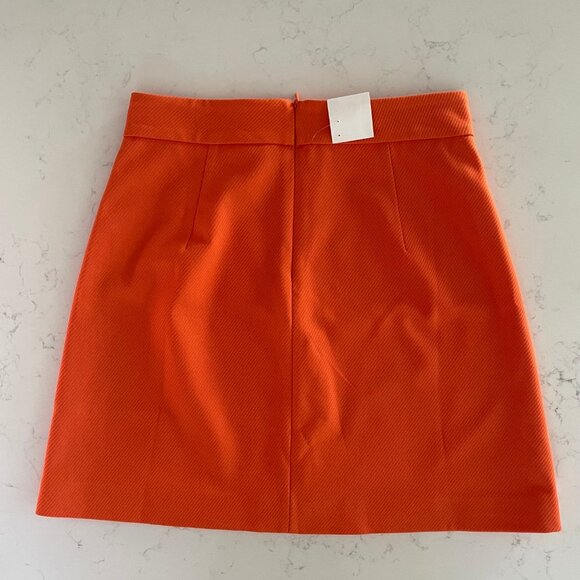 Selected Femme Mynella Lined Textured Poly A-Line Mini Skirt Orangeade Sz 36 NWT - Picture 4 of 9